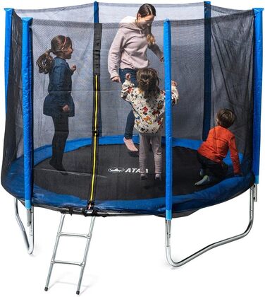 Батут для дітей 250 см з сіткою безпеки, блакитний – ідеальний для активного відпочинку на вулиці