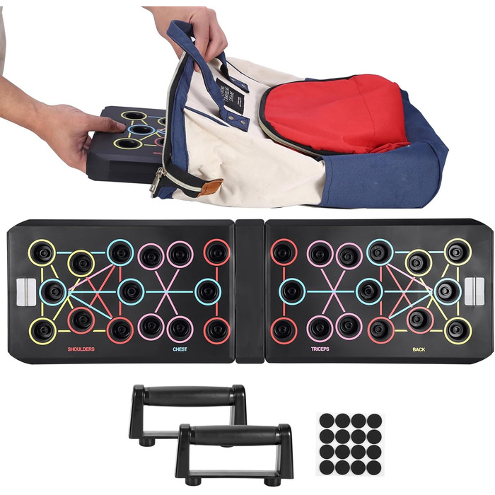 GLKEBY Тренажер для віджимань Push-Up Rack Board 15-в-1, складаний, багатофункціональний, портативний, регульований