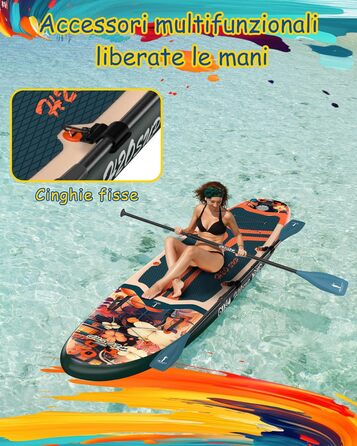 Надувний SUP-борд H2OSUP Stand Up Paddling Board - широка дошка для паділбордингу з преміум аксесуарами, стабільний надувний SUP для будь-якого рівня (зелений)