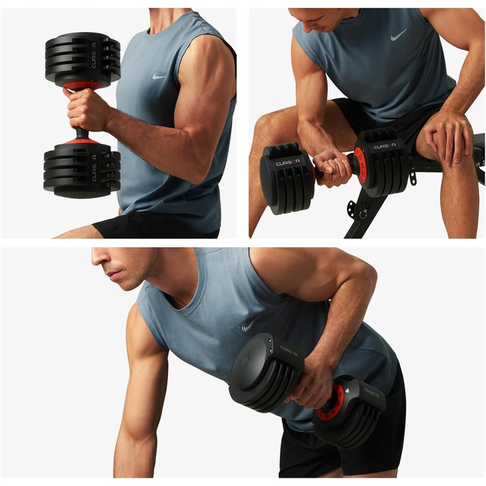 Гантелі CURSOR FITNESS чавунні, регульовані, 5 рівнів, для дому, 11.3 кг/25.9 кг