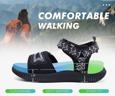 Жіночі трекінгові сандалі KuaiLu: зручні ортопедичні сандалі для піших прогулянок та спорту, літні сандалі на шнурівці, чорні (39 EU)