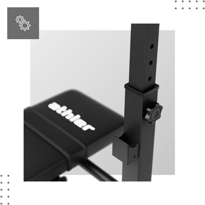 Мультифункціональна лавка ATHLER Gorilla 70 для фітнесу, регульована, зі стійкою та дип-станцією, складана, для домашнього спортзалу, максимальне навантаження 200 кг, чорна