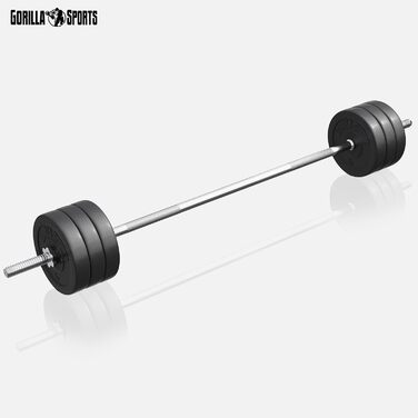 GORILLA SPORTS® Лава для жиму з гантелями 40 кг, 170 см штанга, тренажер для ніг, батерфляй, станція для віджимань, стійка для біцепса, фітнес-станція, силова станція з довгою штангою, чорна