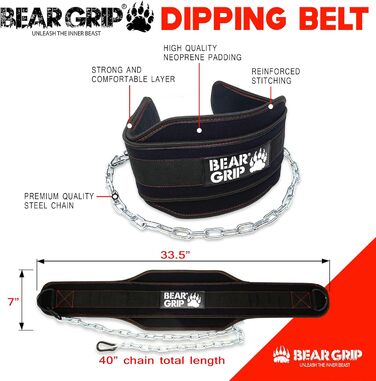 Пояс для підтягувань та віджимань Bear Grip з утяжненням для силових тренувань та бодібілдингу (чорний)