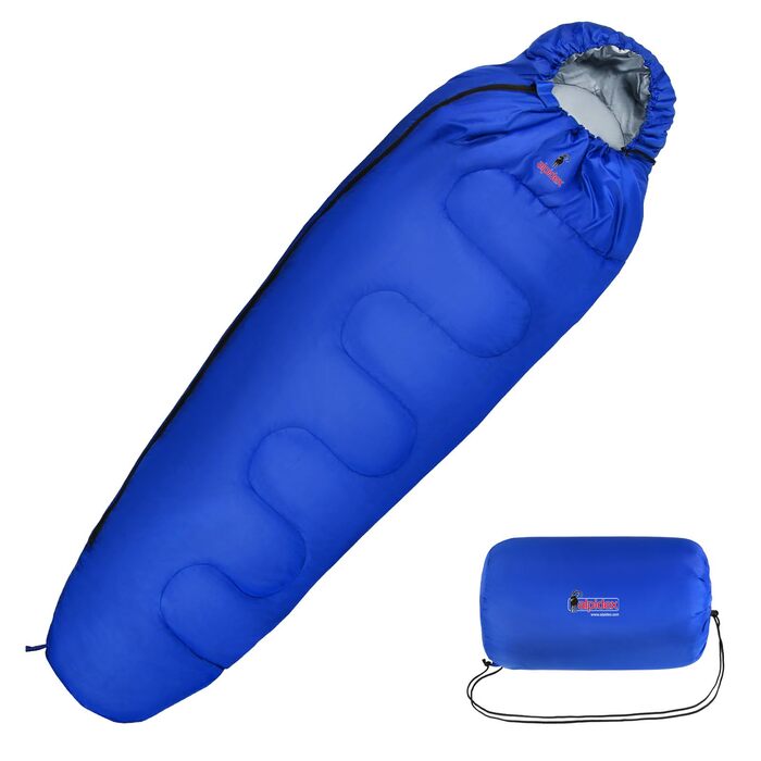 Спальний мішок ALPIDEX 4 сезони -17°C 225x80 см, ультралегкий, для кемпінгу, трекінгу, подорожей (Синій)