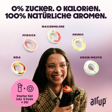 Пляшка для води air up Twist Pro 600 мл фіолетова з ароматизаторами (Purple) для школи, спорту, фітнесу + 5 смакових капсул без цукру та соломинка