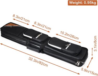 Чохол для більярдних київ ICZW на 4 киї (8 насадок) з шкірозамінника, чорний та верблюжий