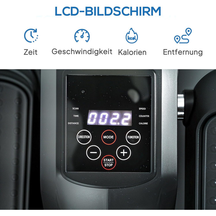 Міні-еліптичний тренажер SPORTNOW під стіл: крос-тренажер для дому з LCD, пультом ДУ та регулюванням швидкості