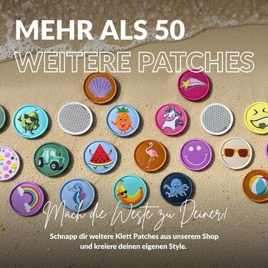 Дитячий жилет для плавання NOARD | Schwimmhilfe з 40+ нашивками для персоналізації | Різні дизайни та розміри | 15–30 кг | 2–6 років | Сертифікований EN 13138-1:2021 для безпечного навчання плаванню | Просто бежевий