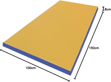Гімнастичний мат NiroSport 150x100x8 см, м'який, водонепроникний, жовто-синій, для фітнесу, тренувань, спорту, захисту підлоги