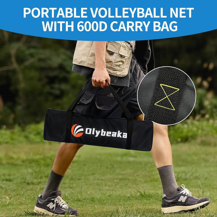 Волейбольна сітка для вулиці, портативна, регульована по висоті, 20ft, блакитно-зелена