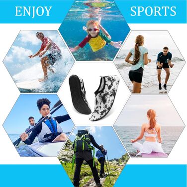 Водні шкарпетки для чоловіків та жінок, шкарпетки для плавання, йоги, аквашузи, пляжні шкарпетки, швидко сохнуть, Slip-on, дихаючі, шкарпетки для плавання, Outdoor, розміри 34-45 EU (34/35 EU, Tie Dye Black)