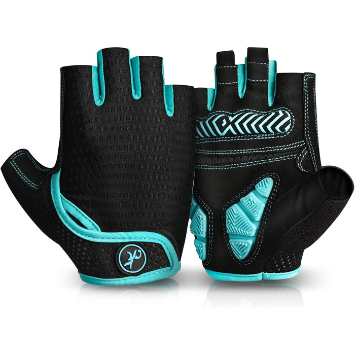 Велосипедні рукавички MOREOK для чоловіків та жінок, літні, з напівпальцями, 5 мм гелеві, протиковзкі, амортизуючі, для гірського велосипеда, шосе, даунхілу (Блакитний, XXL)