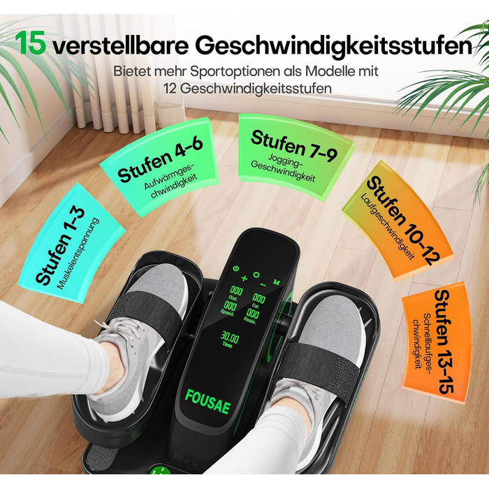 Еліптичний тренажер під стіл, компактний електричний велотренажер для ніг, 15 рівнів швидкості, тихий, для літніх людей