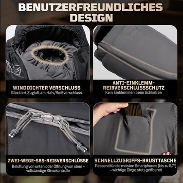 Тактичний спальний мішок 4 сезони 1TG Ranger Green (Black) для кемпінгу, трекінгу та подорожей (до 185 см)