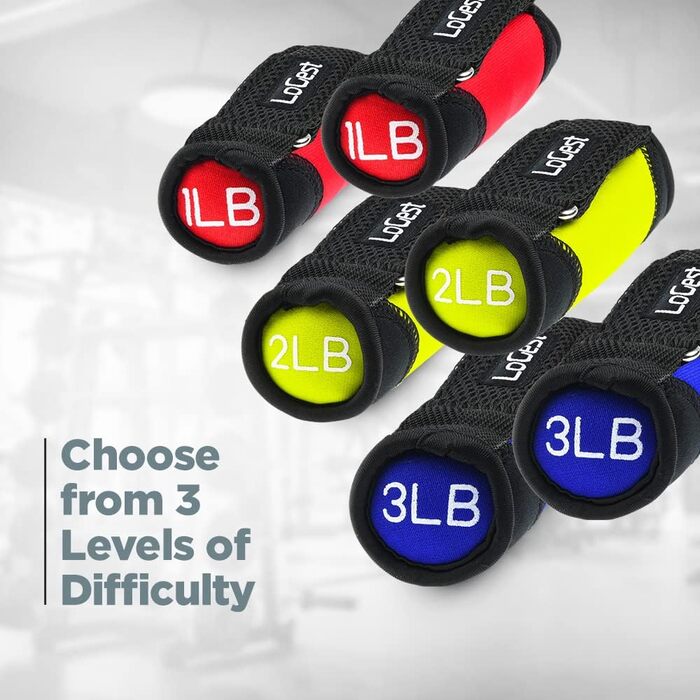 Гантелі LoGest м'які з регульованими ремінцями, 0.5/0.9/1.4/1.8 кг – комфортні та безпечні вантажні неопренові гантелі з ремінцями для ходьби, бігу, кардіо, блакитні