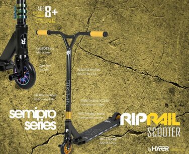 Трюковий самокат Riprail Semi Pro 2 з легким металевим декою, алюмінієвими колесами, підшипниками ABEC-9, безрізьбовою рульовою NECO, CNC-вилкою, 2 пегами