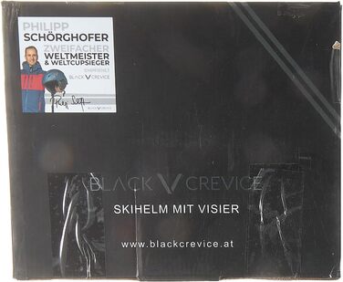 Лижний шолом Black Crevice Gstaad з візором, пілотний стиль, для чоловіків і жінок, полікарбонат, регульований розмір S/M, чорний/синій, дихаючий