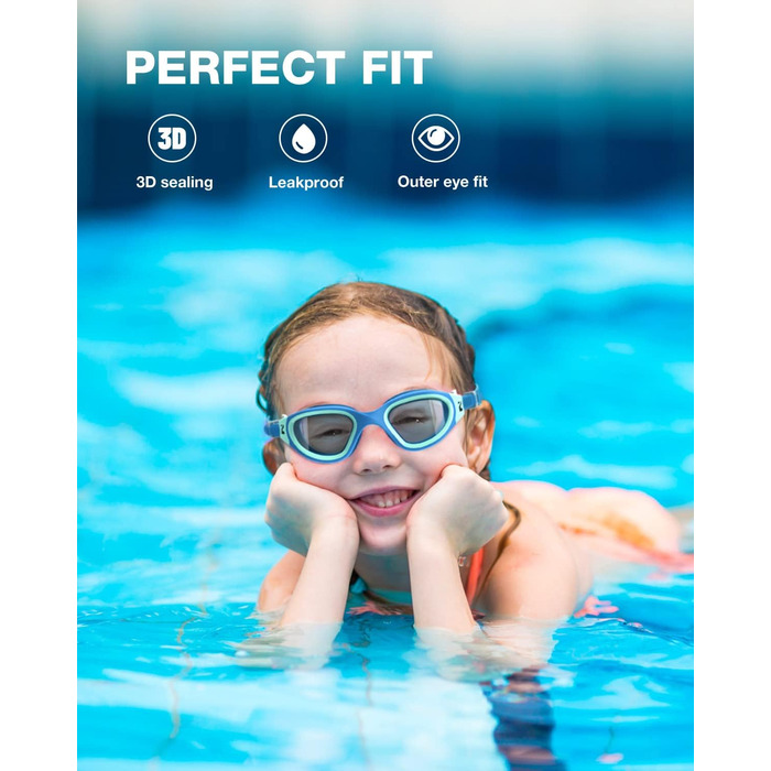 Дитячі окуляри для плавання ZIONOR G1MINI, поляризовані/не поляризовані, антитуманні, захист від УФ, для дівчаток та хлопчиків (6-14 років), колір BlueGreenClear