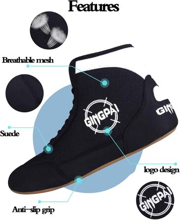 Боксерські кросівки для підлітків та дорослих, чорні. Комфортні, з антиковзаючою підошвою, дихаючі, зносостійкі. Unisex, для чоловіків та жінок. Розмір 39 EU.