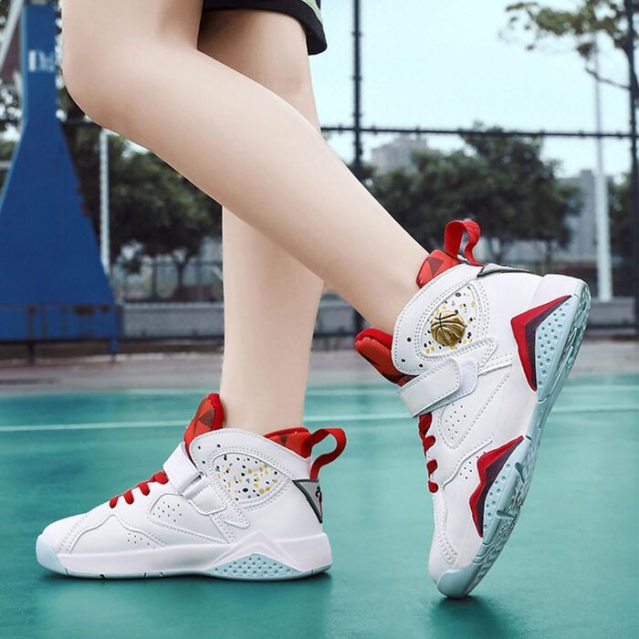 Дитячі баскетбольні кросівки: антиковзаючі, для хлопчиків та дівчаток, розміри 28-39 EU, червоно-білі