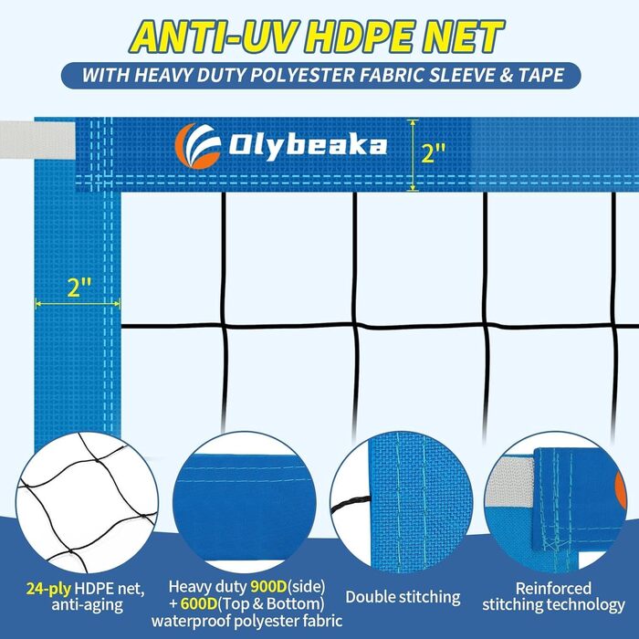Волейбольне сітка для басейну з фіксатором, регульована довжина 4,6-7,9 м, універсальна, захист від УФ, водонепроникна та довговічна