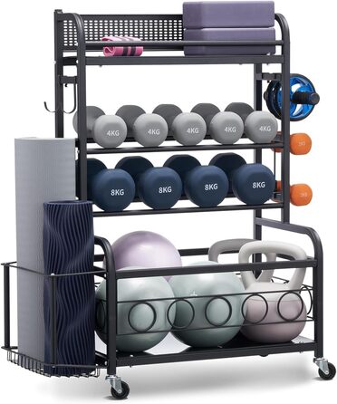 Стойка для йоги та гантелей VEVOR з колесами та гачками, 86 x 41 x 102 см - для дому та фітнесу