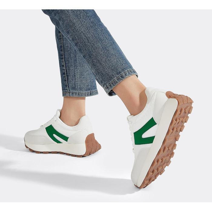 Кросівки жіночі Lucky Step на платформі, ретро-стиль, для бігу, тенісу та повсякденного носіння (Сіро-зелені, 41 EU)