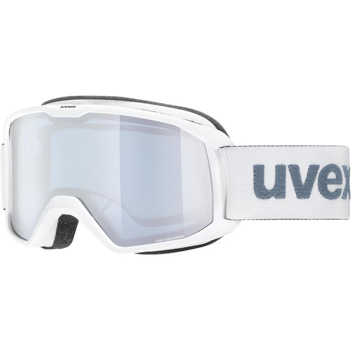 Лижна маска uvex Unisex Elemnt FM, універсальний розмір, біла матова/сріблясто-синя, 100% захист від UV, антифог