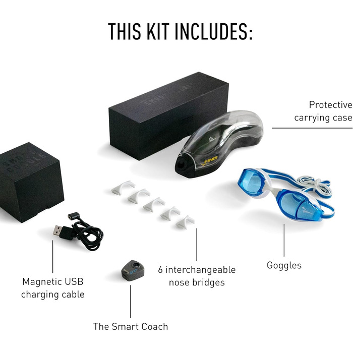 Розумні окуляри для плавання Finis Smart Goggle, унісекс, універсальний розмір, сині