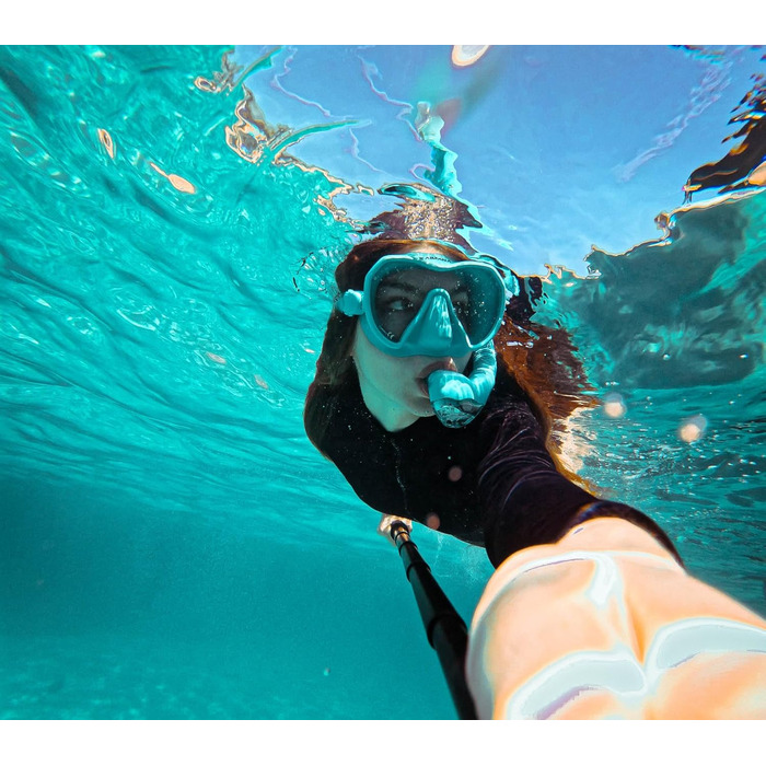 KAIMANA AquaVision Prolite набір для снорклінгу для дорослих з чохлом, зручна силіконова маска для плавання, альтернатива сноркл-масці, тканинний/силіконовий ремінець, бірюзова