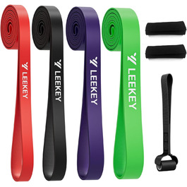 LEEKEY Еластичні гумки для фітнесу - Набір для силових тренувань, фізичної терапії та домашніх виснажень. Гумки для тяги, витягування та мобільності. Опір: 6,8–56,7 кг