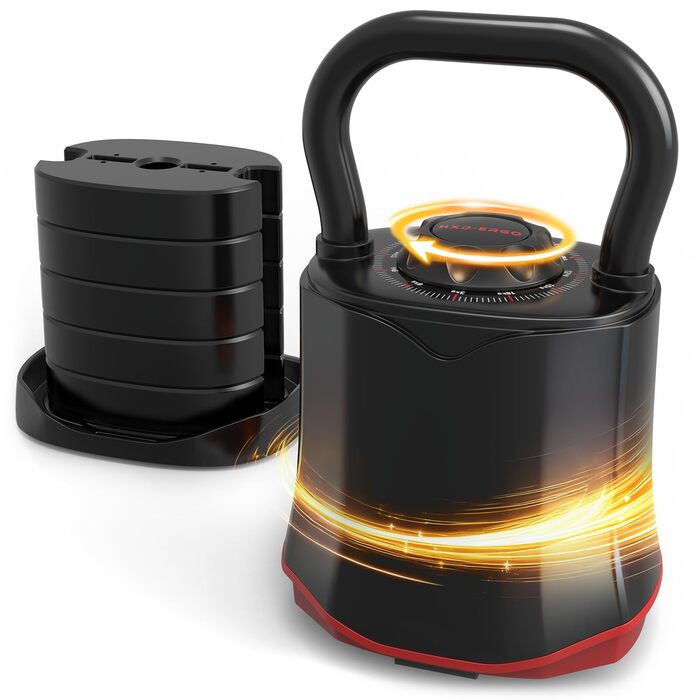 HXD-ERGO Регульована гантель-гиря 6-в-1 (3–18 кг) з швидкою зміною ваги, широким руків'ям, компактна для дому та залу, чорна