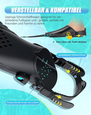 Ласти для плавання Schnorchelflossen регульовані, дорослі, компактні (S/M, темно-зелені) для дайвінгу, снорклінгу та тренувань з сіткою