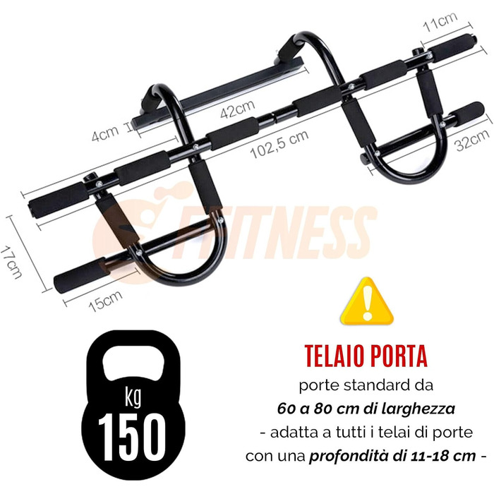 Турнік FFitness FSMDK811 для дверей, професійний, до 150 кг, Iron Gym, для дому, з підставкою, для грудей і трицепса