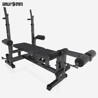 Лавка для штанги GORILLA SPORTS / універсальна силосна станція для штанги та гантелей біло-чорна - сертифікована RheinlandTÜV