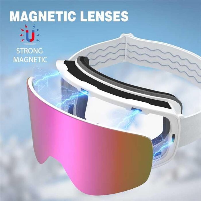VCOROS Скі-маска з змінним склом, унісекс, захист від УФ, проти запотівання, регульований ремінь, сноуборд маска 02-Срібло/Білий + лінза (VLT13 %) 04-REVO Рожевий/Білий + лінза (VLT14 %)
