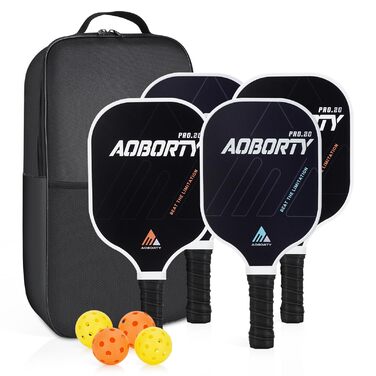 Набір для піклболу: 4 ракетки, 4 м'ячі, сумка. Легкий графіт, USAPA, преміум-якість, фацерова поверхня, полімерний комірчатий сердечник. Чорний дизайн сітки