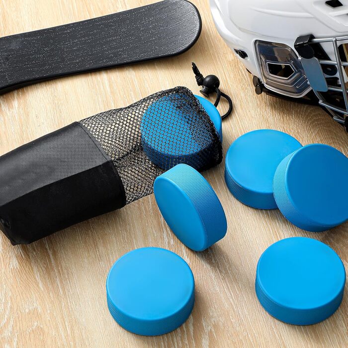 ShinyRelief Набір з 6 важезних хокейних шайб для тренувань, 118 г, блакитні