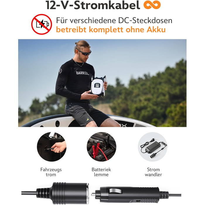 Електричний насос для SUP дошки 12V, 22 PSI, подвійний, з авто-стопом, для човнів, каяків, водних видів спорту, 7 насадок