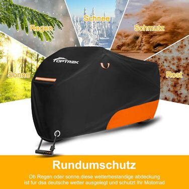 Водонепроникний чохол для мотоцикла toptrek Outdoor 210D, зимовий захисний тент з відбивачами та сумкою для зберігання (245x105x125см)