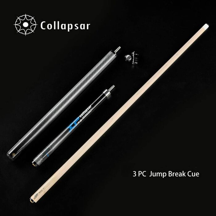 Біліардний кий Collapsar XP Jump Break 58 дюймів, 3 частини, горіх, шар з клена, швидке з'єднання, 19.5/20 OZ, блакитний