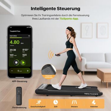 Walking Pad Smart KI: компактний біговий тренажер 2-в-1 для дому та офісу | LED-дисплей, пульт керування, 6 км/год, до 120 кг