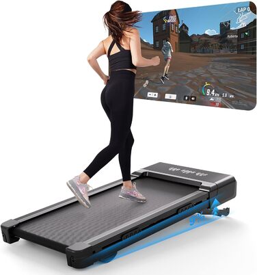 Lacuffy Бігова доріжка Treadmill з нахилом 9% та функцією Auto, біговий Treadmill для дому, максимальне навантаження 136 кг, Treadmill-стіл з керуванням через APP, 3HP тихий Treadmill з тренувальними курсами та багатокористувацьким режимом, чорний