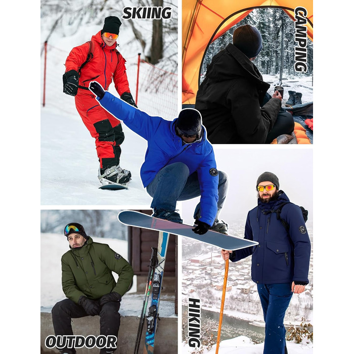 Водонепроникна зимова куртка Voqeen для чоловіків, тепла сноуборд куртка з капюшоном, вітрозахисна Outdoor куртка з термо функцією, Softshell Windbreaker для туризму, червона, XL