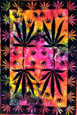 Гобелен настінний Weed Cannabis – психоделічний декор із листям марихуани, тріповий хіпі-постер, богемне мистецтво для кімнати, гуртожитку чи колажу, недорогий гобелен Rasta Ganja