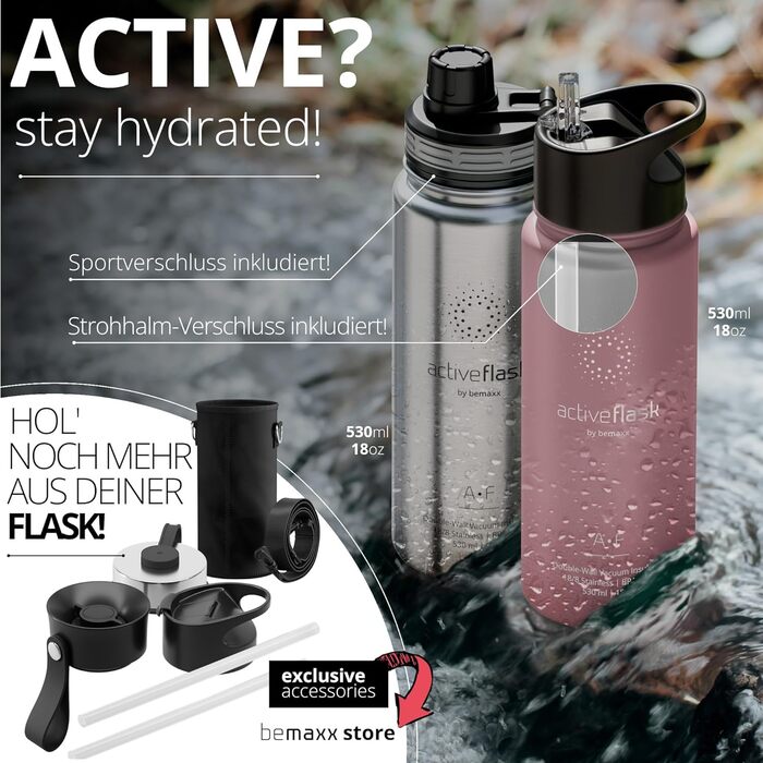 Термос пляшка з нержавіючої сталі ACTIVE FLASK 950 мл із соломинкою, 3 кришки, BPA-free, герметична, для газованих напоїв, велосипедна термобутилка для води, спорту, дітей, чаю