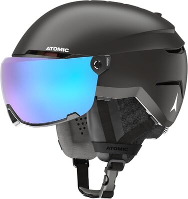 Гірськолижний шолом ATOMIC Savor Visor Stereo з візором, чорний, розмір 59-63, максимальна амортизація, вентиляція Aircon, дзеркальне покриття