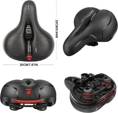 Сідло для велосипеда Yuirshion з Memory Foam, м'яке, комфортне, дихаюче, амортизуюче, для міста та гірських велосипедів, з червоною смугою, підходить для жінок та чоловіків