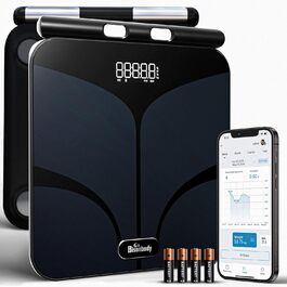 Інтелектуальна вага Bisonbody Smart Digital Body Scale – вимірювання 29 показників здоров'я, для фітнес-ентузіастів, міцна скляна платформа, 8 датчиків, підключення до смартфону
